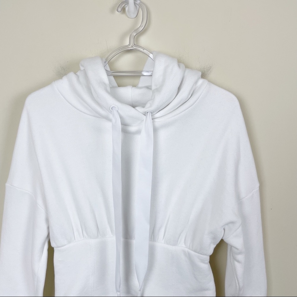Carbon38 White Lace Up Corset Hoodie French Terry Sweatshirt Size Small - Picture 3 of 13